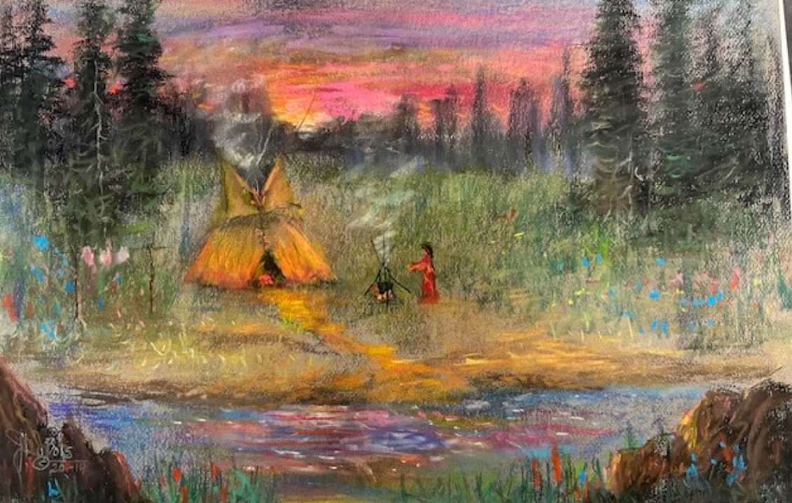 Teepee Scene Lady In Red by Jess Dubois 
