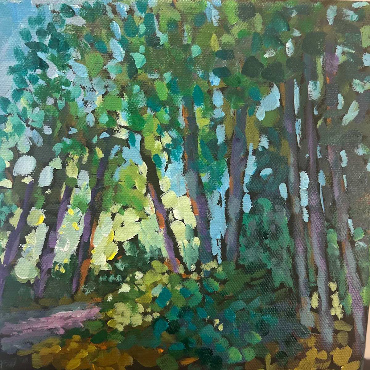 Morning Peeks by Natalie Campbell  Image: Acrylic 8x8 on canvas panel