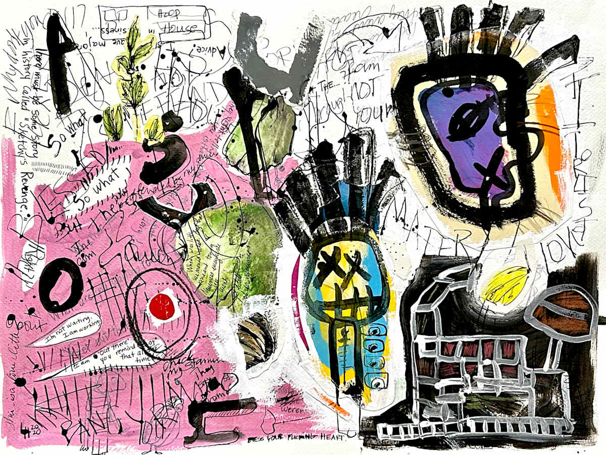 Bless Your F*cking Heart by Ladianne Henderson  Image: Bless Your F*cking Heart by Ladianne Henderson.  Mixed media on paper. 24x18 in. 2020. 