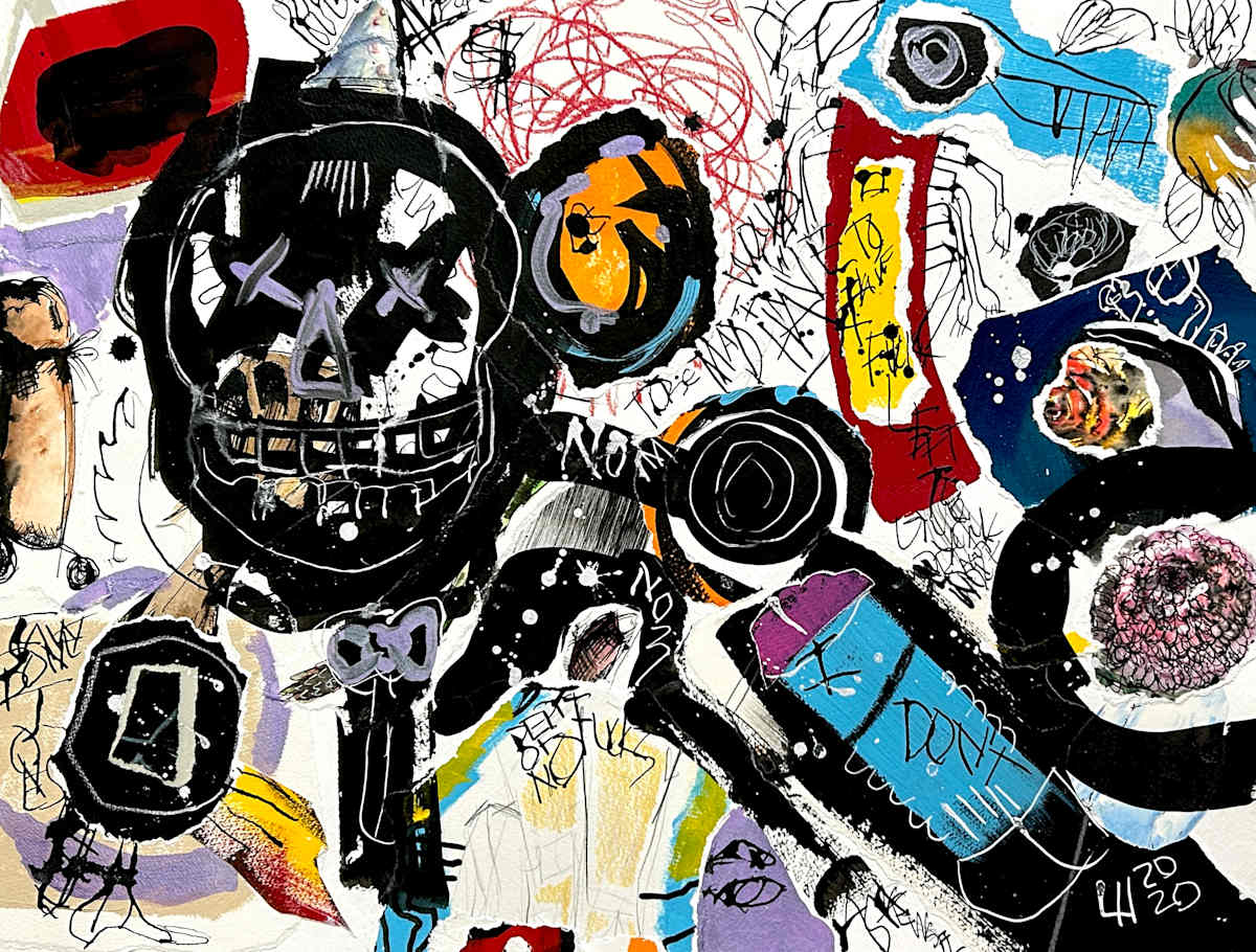 Jawbone Jones by Ladianne Henderson  Image: Jawbone Jones by Ladianne Henderson. Mixed media on paper. 24x18 in. 2020.