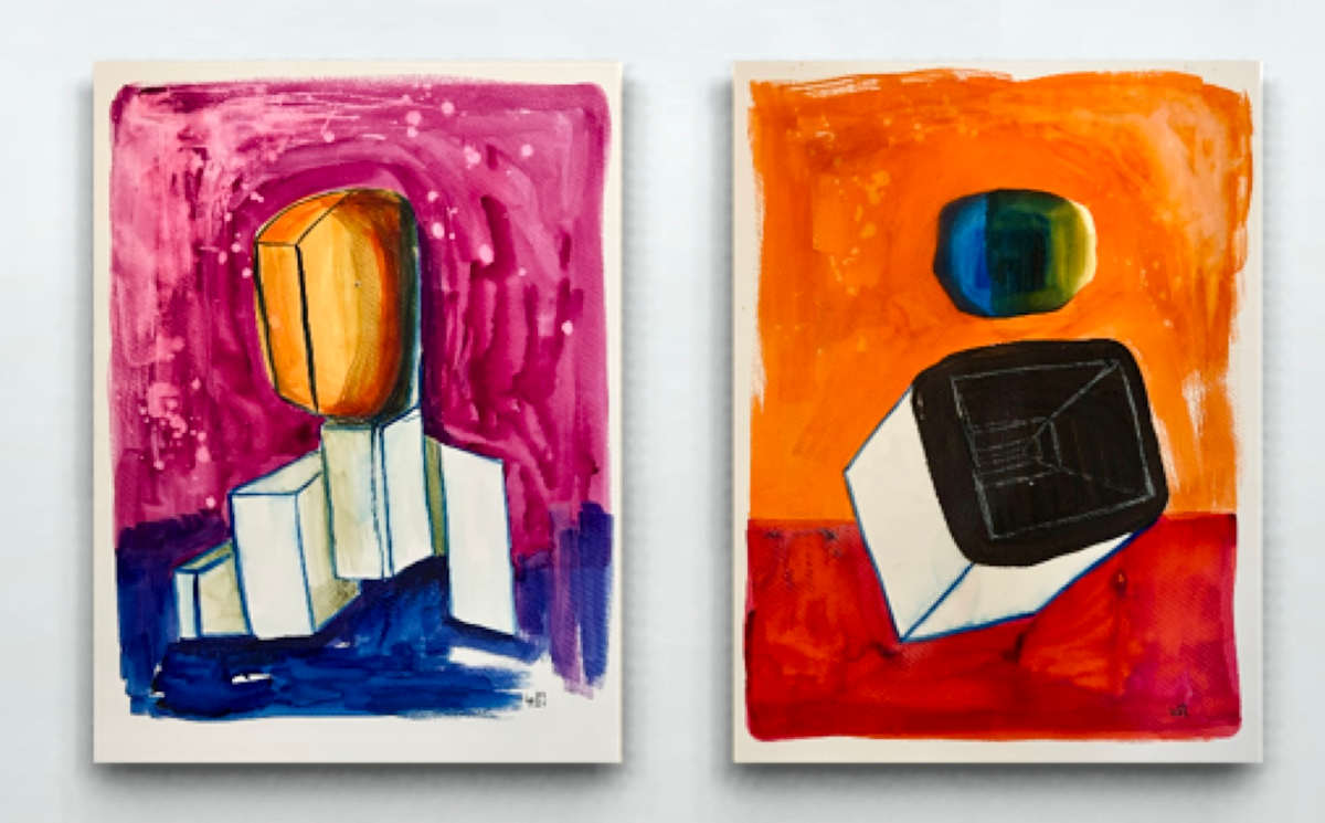Remote View Diptych by Ladianne Henderson  Image: Remote View Diptych by Ladianne Henderson.  Mixed media on paper.  Total size, unframed: 36wx24h in. 2024. GROUPING