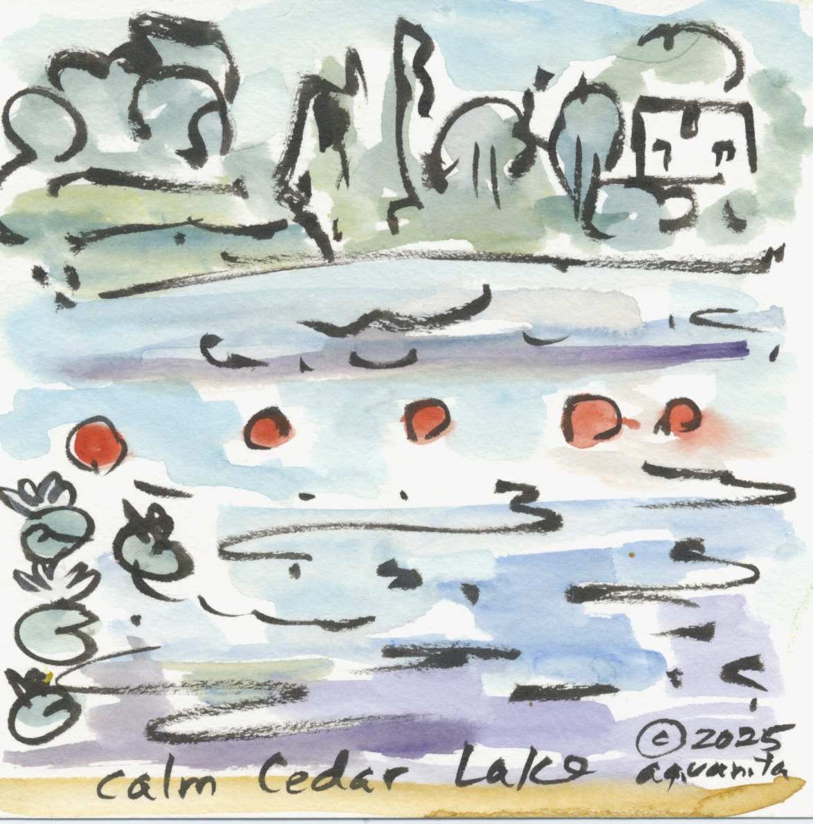 Calm Cedar Lake by Anita Inez White 