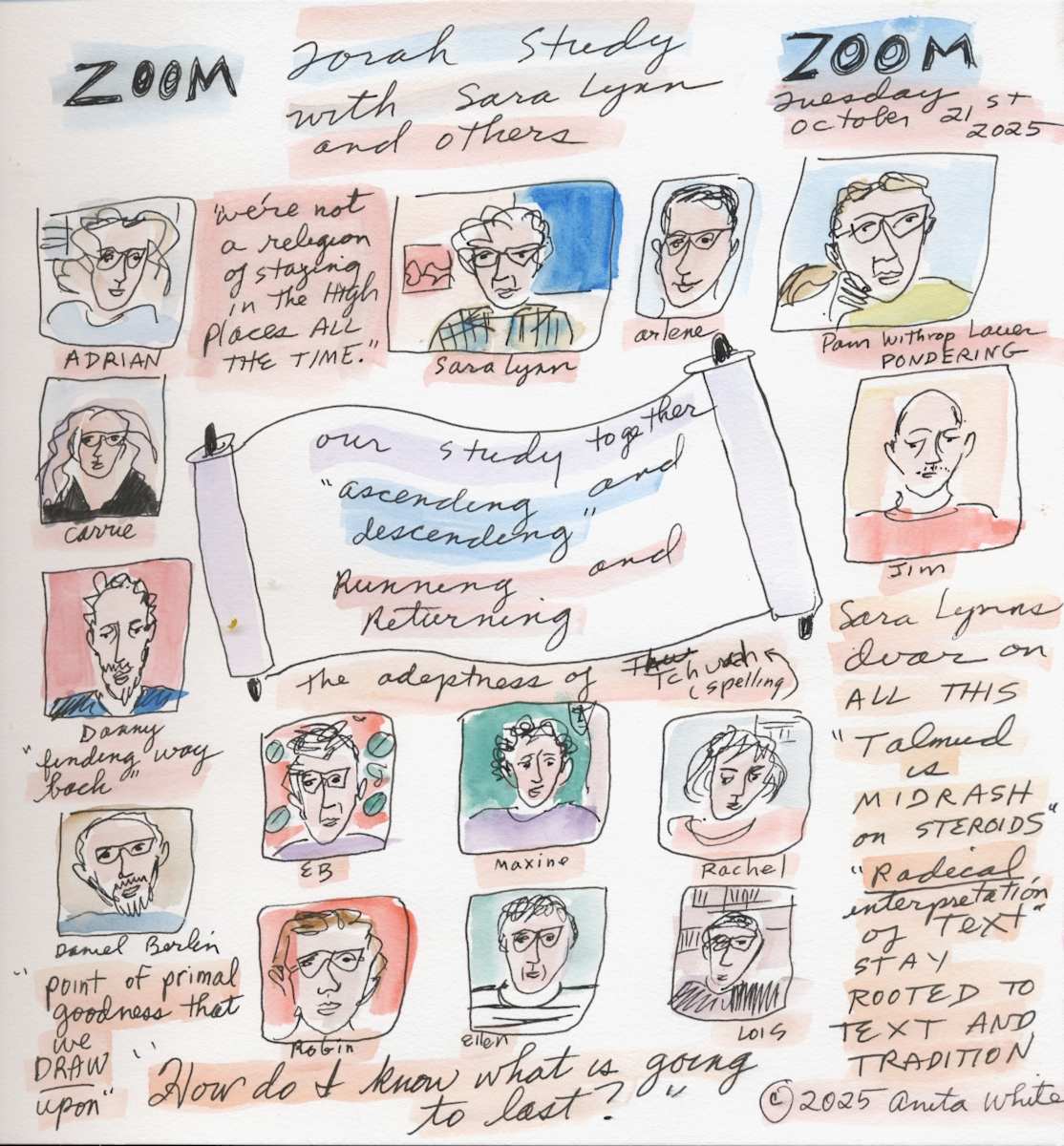 Zoom Torah Study by Anita Inez White  Image: I try to make it to this Zoom Torah Study session every week.