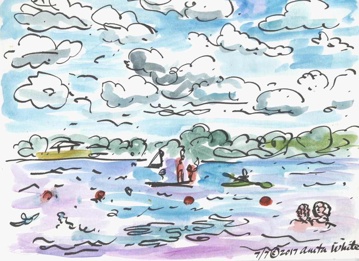 Beach and Clouds by Anita Inez White  Image: Another glorious day at Lake Nokomis. Perfection experienced in sun, lake and beautiful clouds!