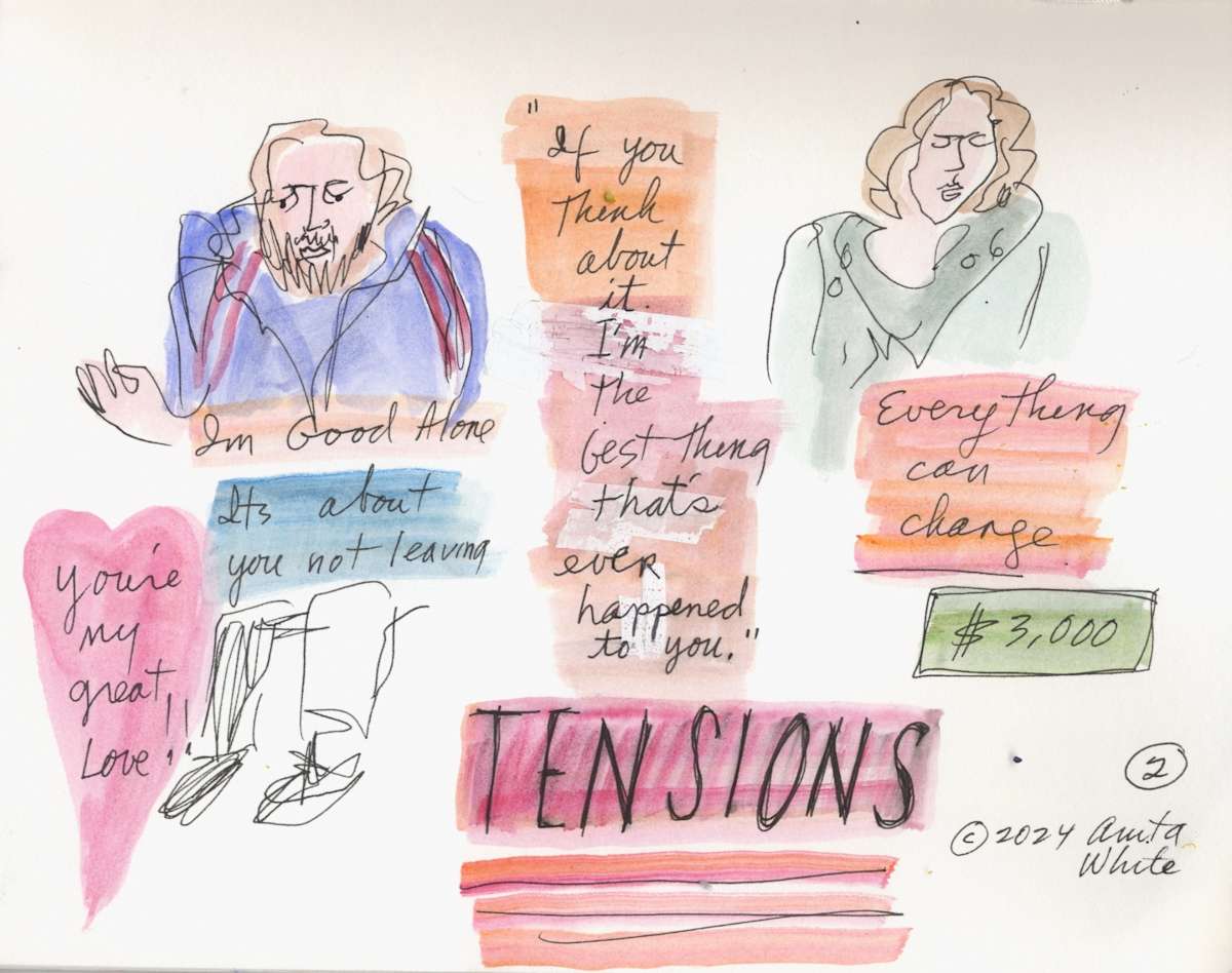 Opening Scene for Iron Bound by Anita Inez White  Image: I recorded a lot of dialogue for this play Ironbound. The following images show the action and dialogue