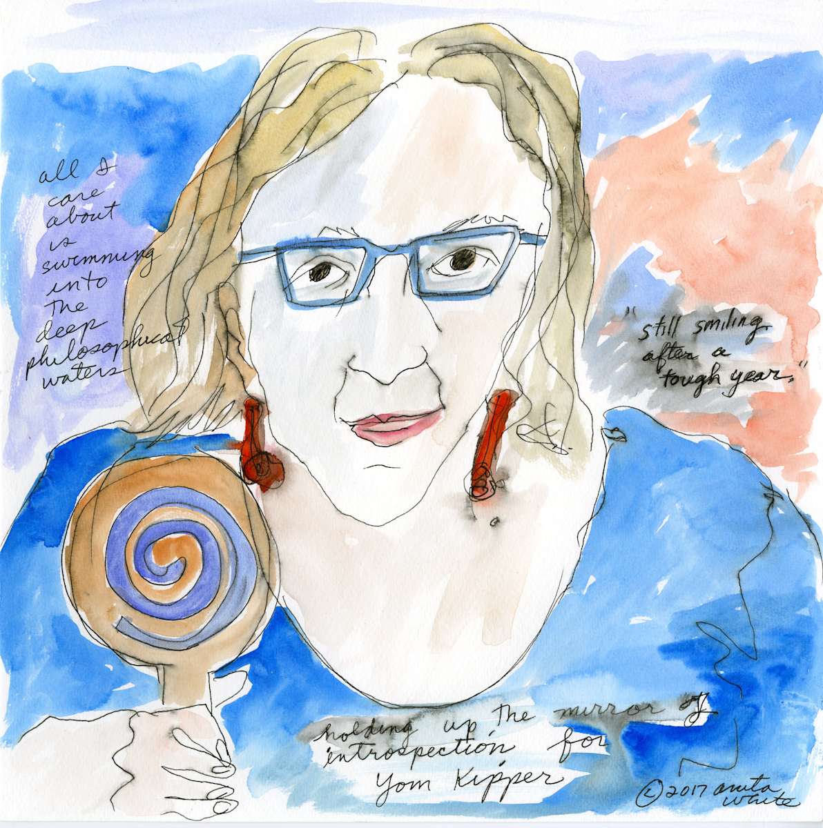 Inner Self Portrait for Yom Kippur by Anita Inez White  Image: This is a piece I did for Yom Kippur about looking within for that introspective holiday.