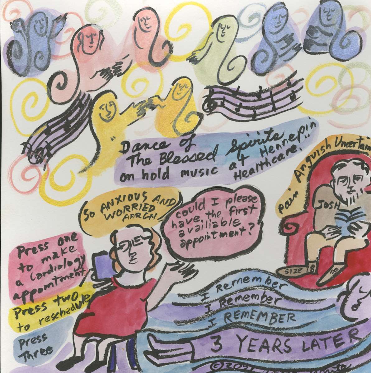 Dance of the Blessed Spirits by Anita Inez White  Image: 3 years later memories surface. I called HCMC and heard the familiar music "Dance of the Blessed Spirits" that I had heard so many times when I called to set up appointments for Josh.