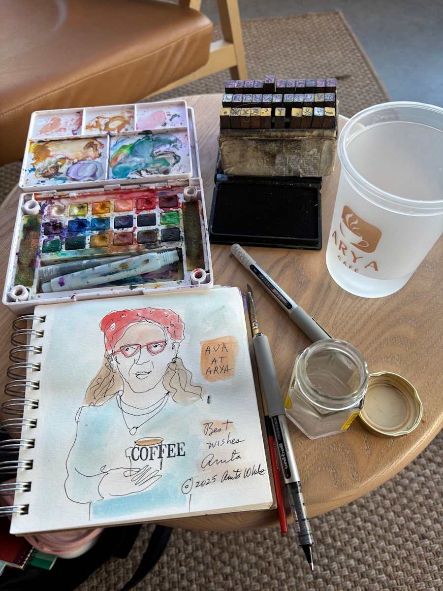 My Studio at the coffee shop by Anita Inez White  Image: My day started off beautifully at my local coffee shop drawing and drinking coffee.