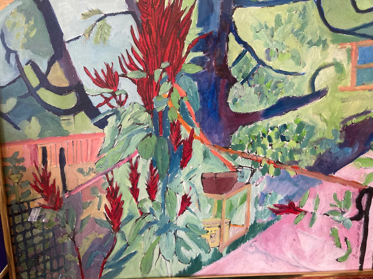 Amaranth near Cedar Tree of Life by Anita Inez White  Image: This magnificent amaranth grew next to the large Cedar Tree of Life one summer. I am glad I recorded its majesty and beauty.