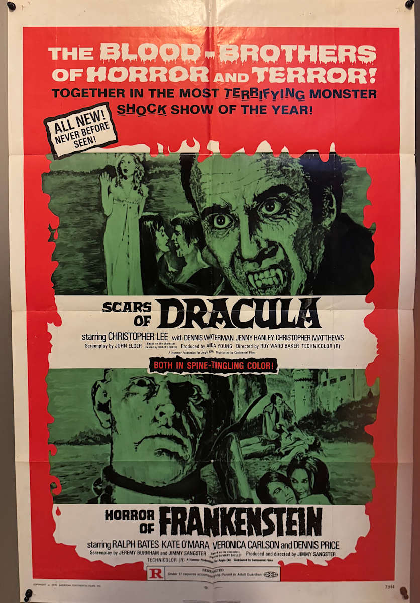 Scars of Dracula / Horror of Frankenstein US 1-Sheet 1971  Image: Scars of Dracula / Horror of Frankenstein US 1-Sheet 1971: Main