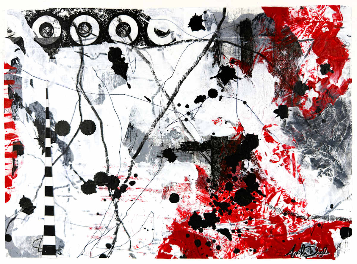 Trash Polka Dreams by Amanda Daigle  Image: ORIGINAL available – ready to hang – float-mounted, matted, and framed.
GICLÉE PRINTS available  in multiple sizes – see details below.
