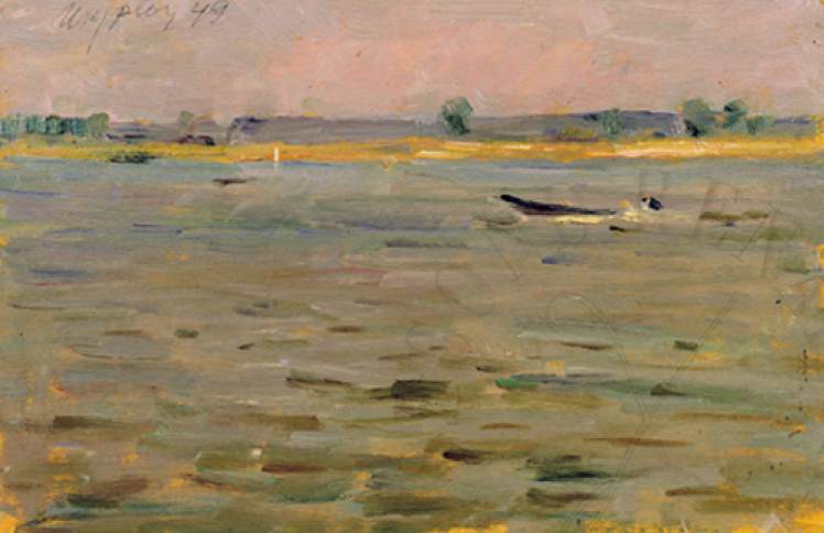 Fiume con imbarcazione by Josif Gurwic 