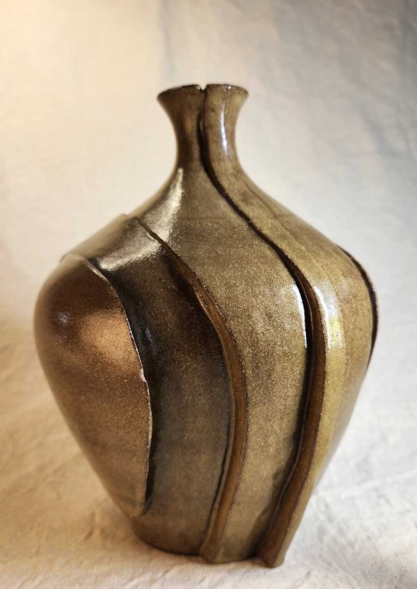 Small Sliced Vase IX by Tony Hyden  Image: modernist ceramic sculpture of a traditional vase shape altered