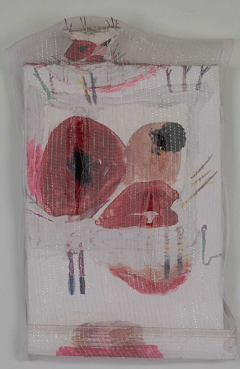 New Cherry Bomb by Lisa Petsu  Image: A very self-aware painting. Painting, painting on the wall, who is the most imperfect of them all?  I call these sculptural paintings, In-Betweens.