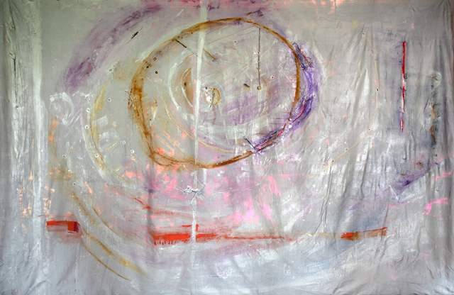 Ocular Fracture by BERT LEVEILLE  Image: Ocular Fracture painting on skim with LED back lighting