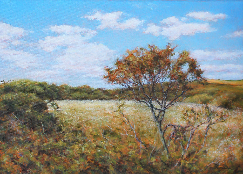 Field of Dreams by Elizabeth R. Whelan  Image: A bright autumn day and a glorious field and sky make for a peaceful and uplifting landscape painting.