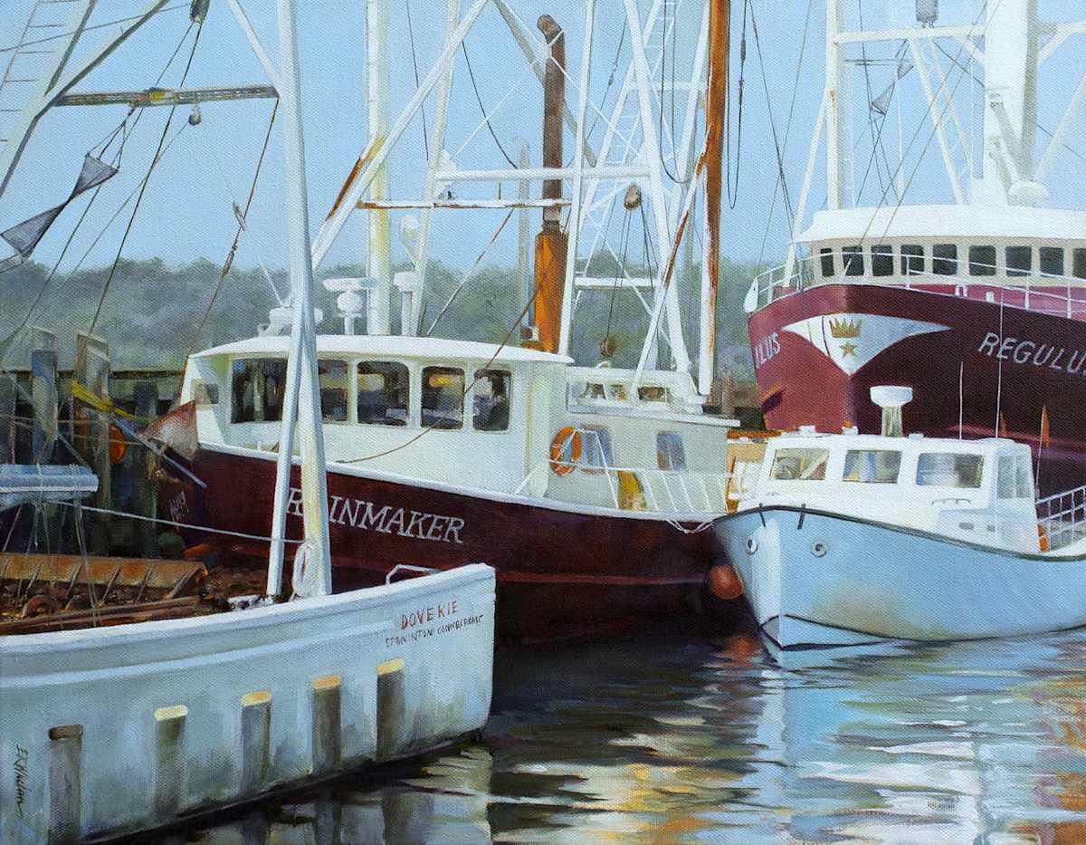 Rainmaker by Elizabeth R. Whelan  Image: Fishing vessel 'Rainmaker' sits alongside the docks in New Bedford.
