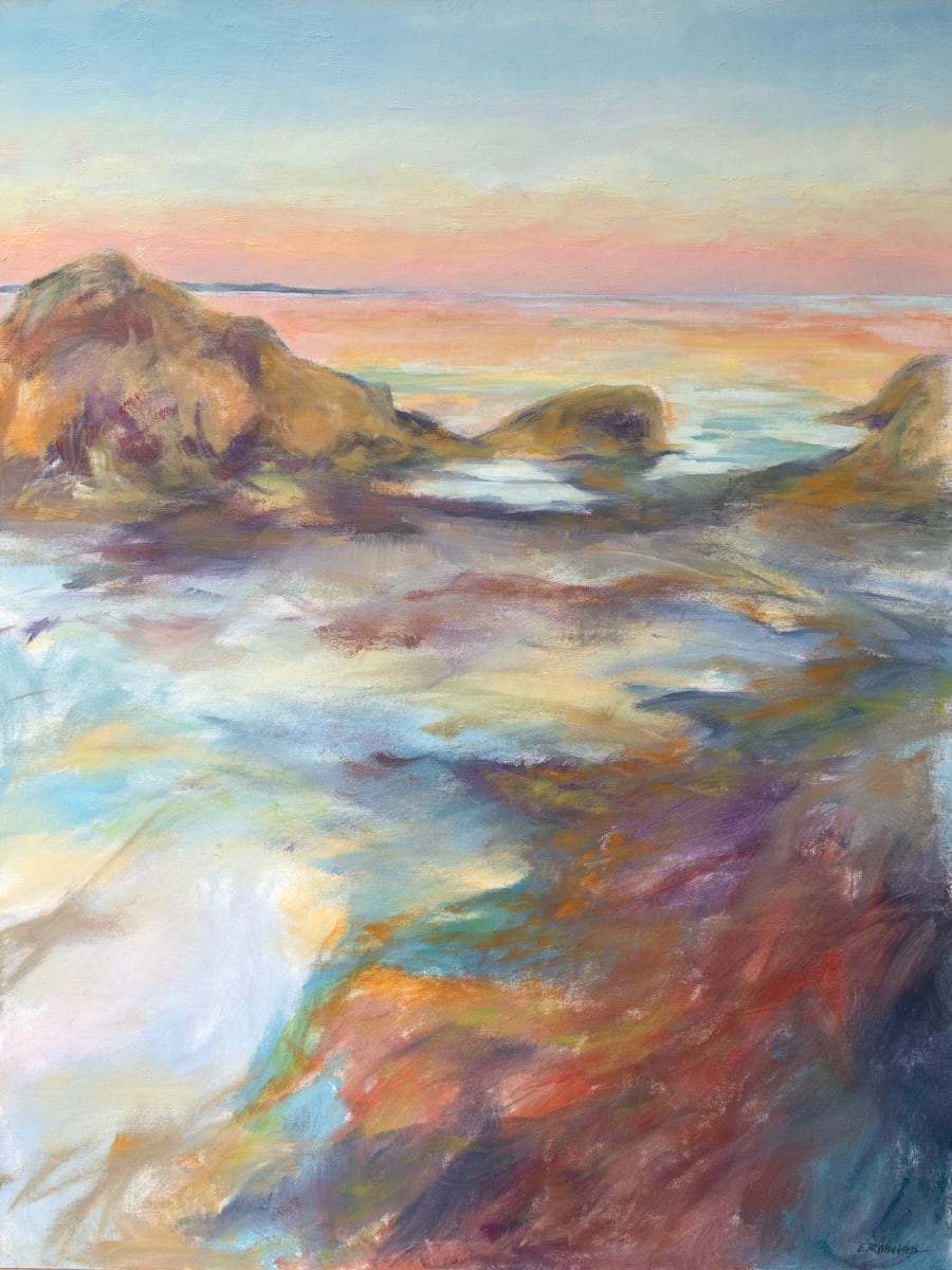 Winter Beach II by Elizabeth R. Whelan  Image: An impressionistic landscape painting of a beach scene at the end of a crisp winter's day.
