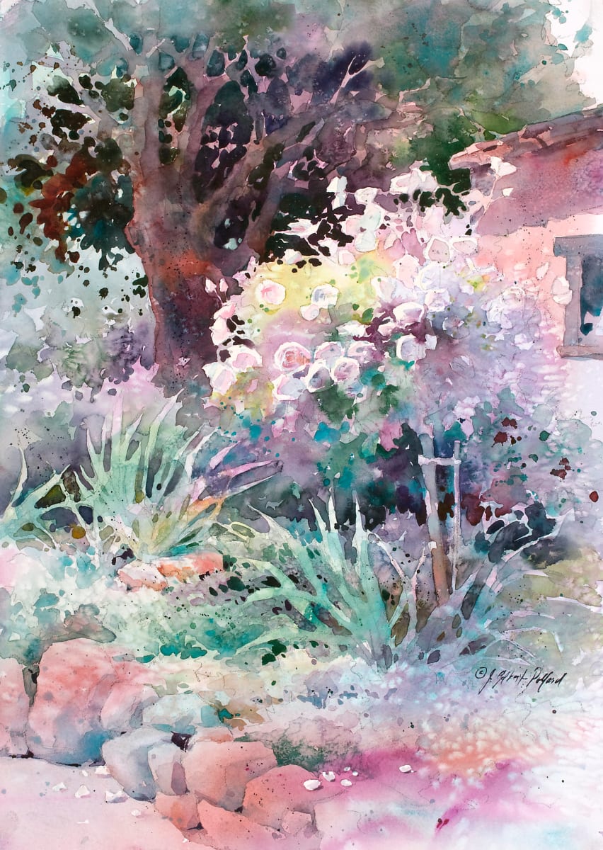 Rose Tree Under Old Oak by Julie Gilbert Pollard 
