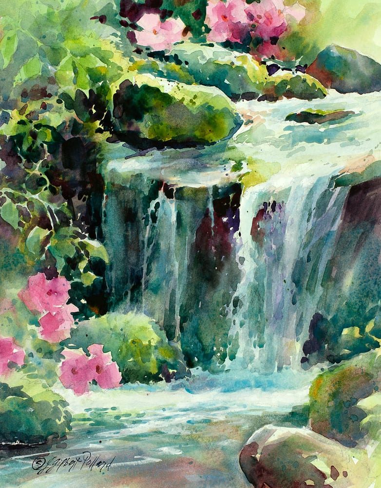 Impatiens by the Creek I by Julie Gilbert Pollard 