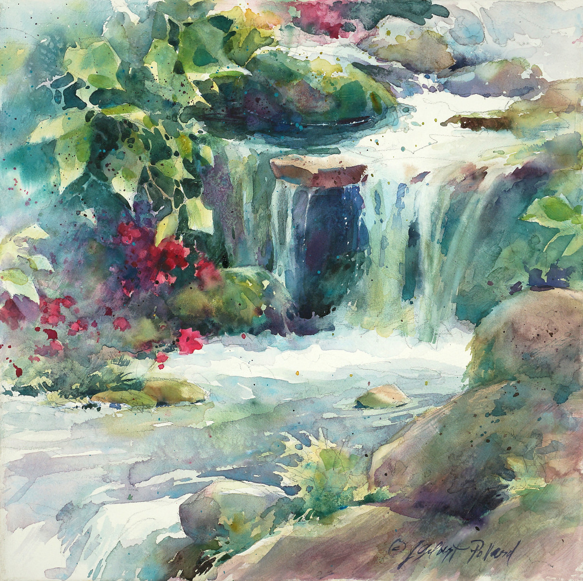 Impatiens by the Creek II by Julie Gilbert Pollard 