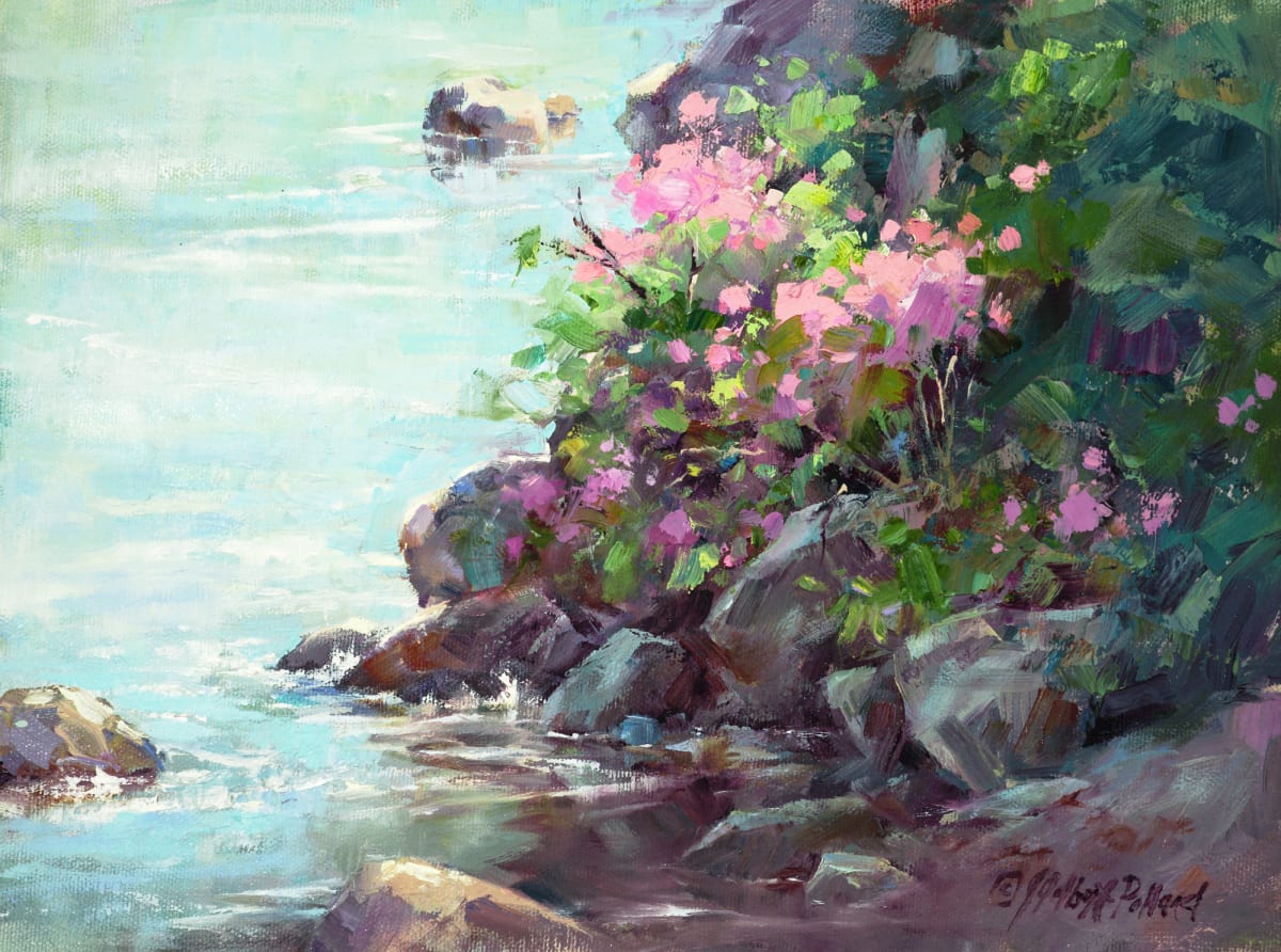 Calm Cove II - AKA Wild Roses on Lake Superior II by Julie Gilbert Pollard 