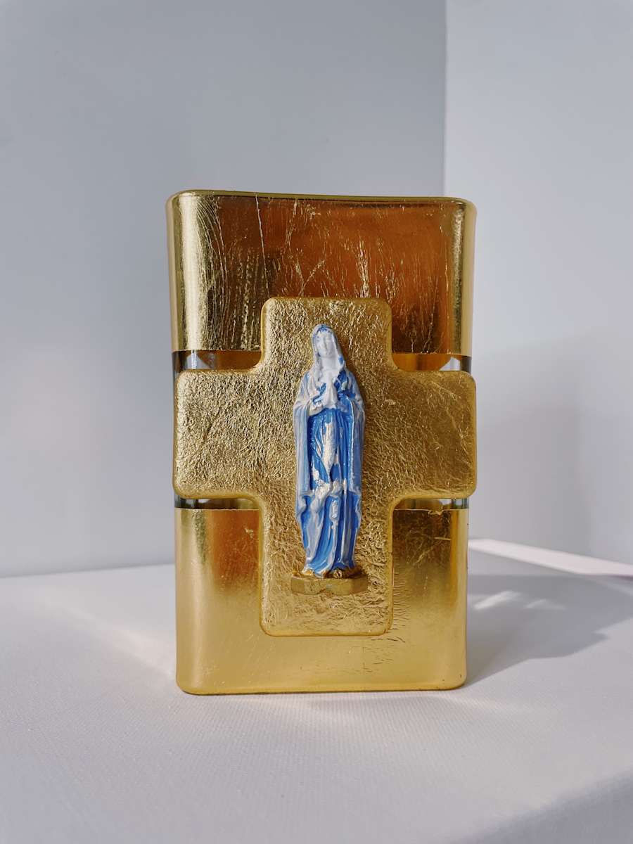 Vase  Image: Gold Leaf Vase Blessed Mother