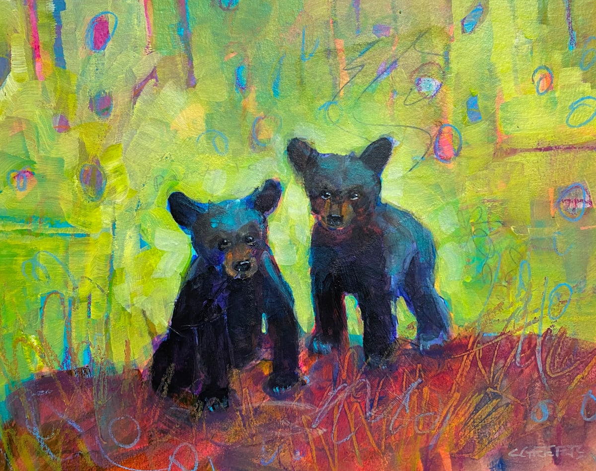 Cubs by Connie Geerts  Image: mixed media on board