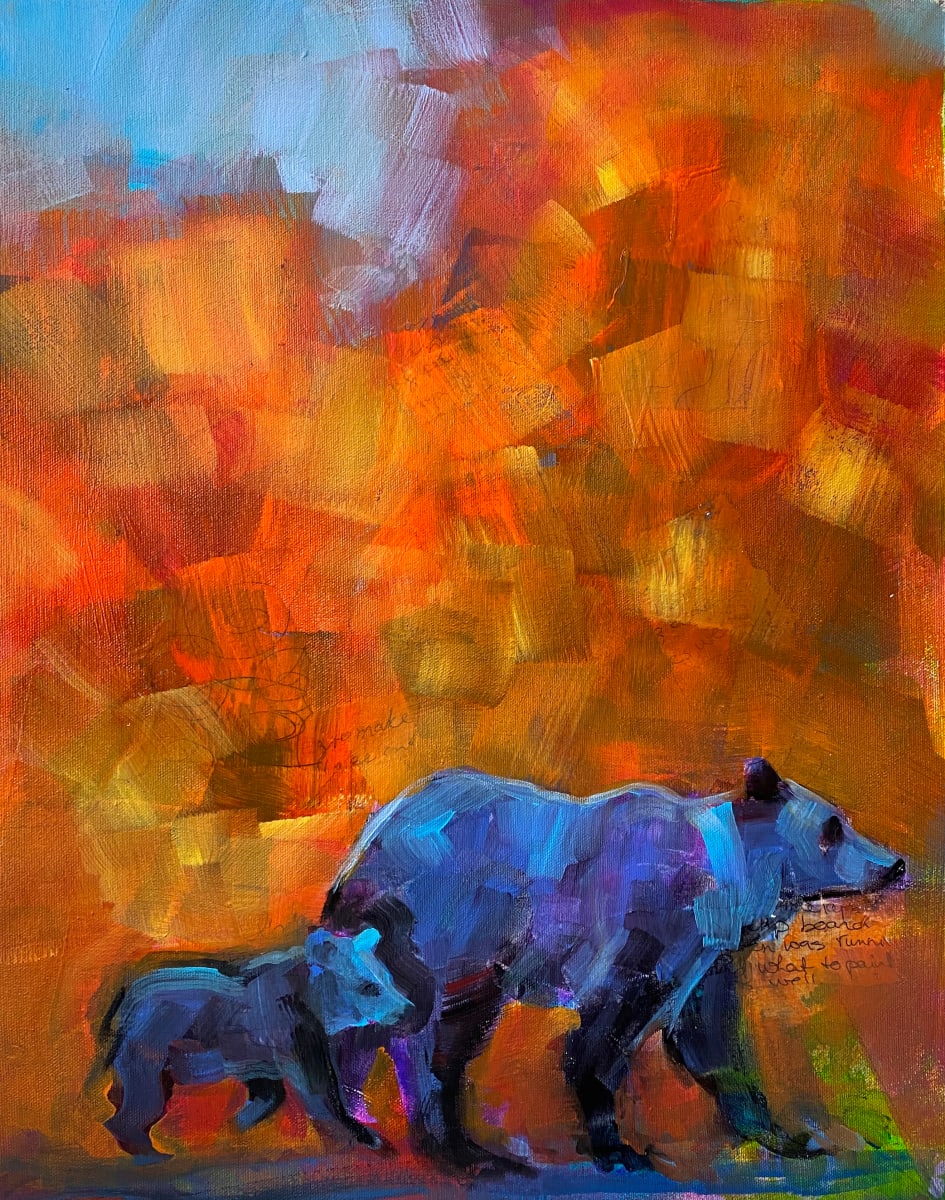 Bears in Blue  Image: acrylic on canvas paper - unframed