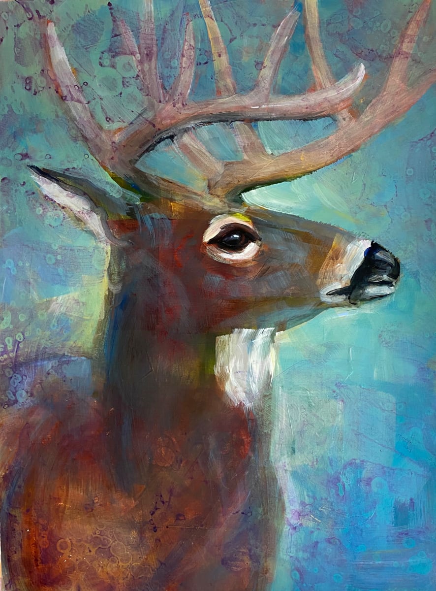 Buck on Blue  Image: acrylic on paper - unframed