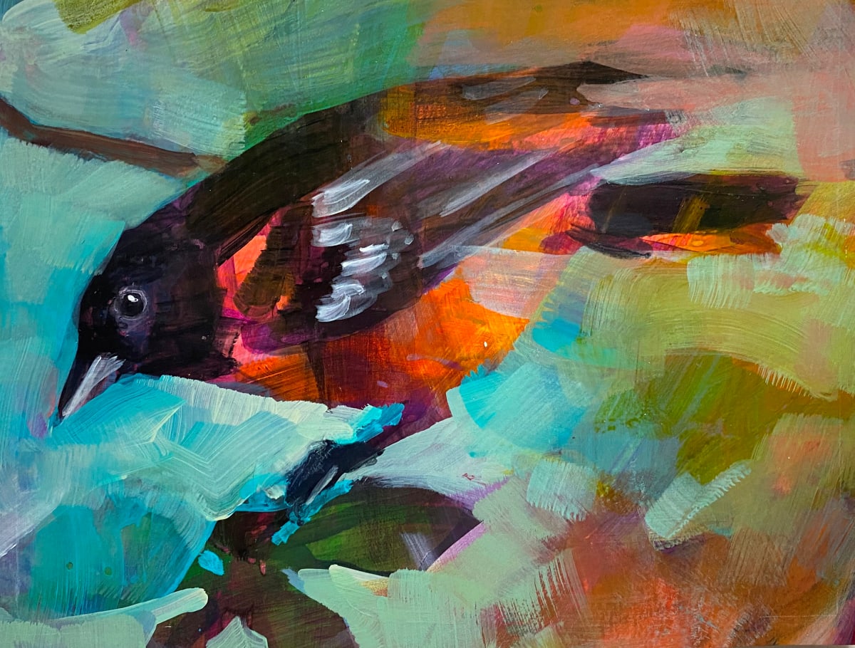 Bright Oriole  Image: This piece is unframed, acrylic on paper