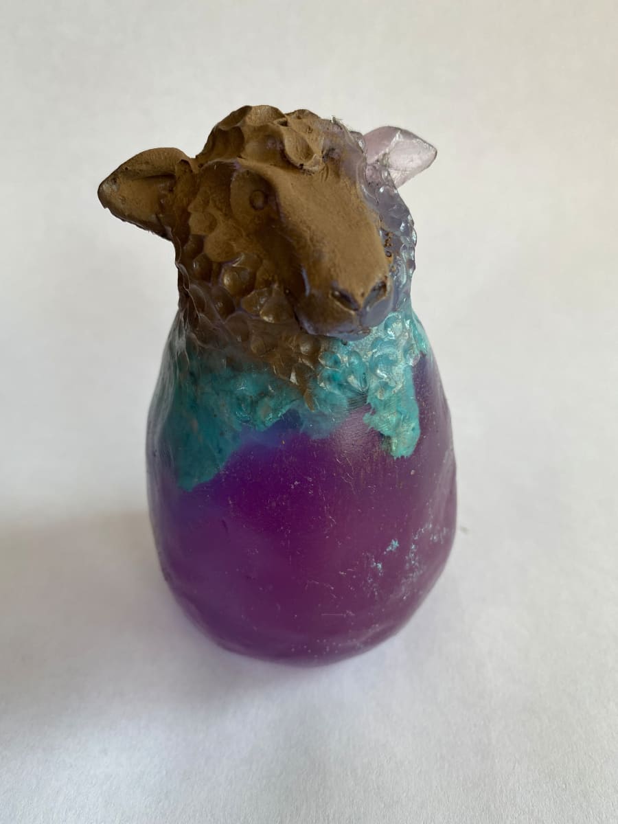 Purple Sheep  Image: Modern Relics - Resin/cold cast bronze/mixed media 2"x2"x4"