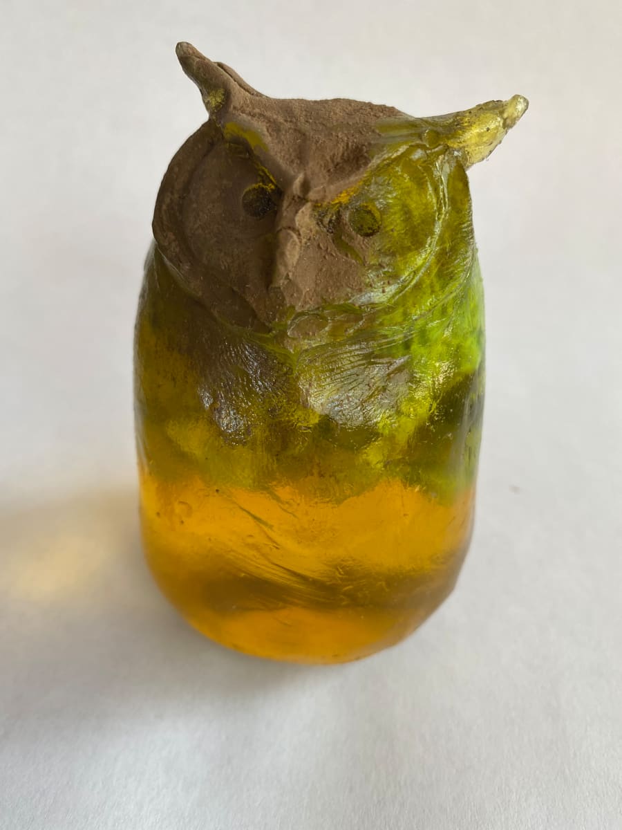 Honey Owl  Image: Modern Relics - Resin/cold cast bronze/mixed media 2"x2"x4"