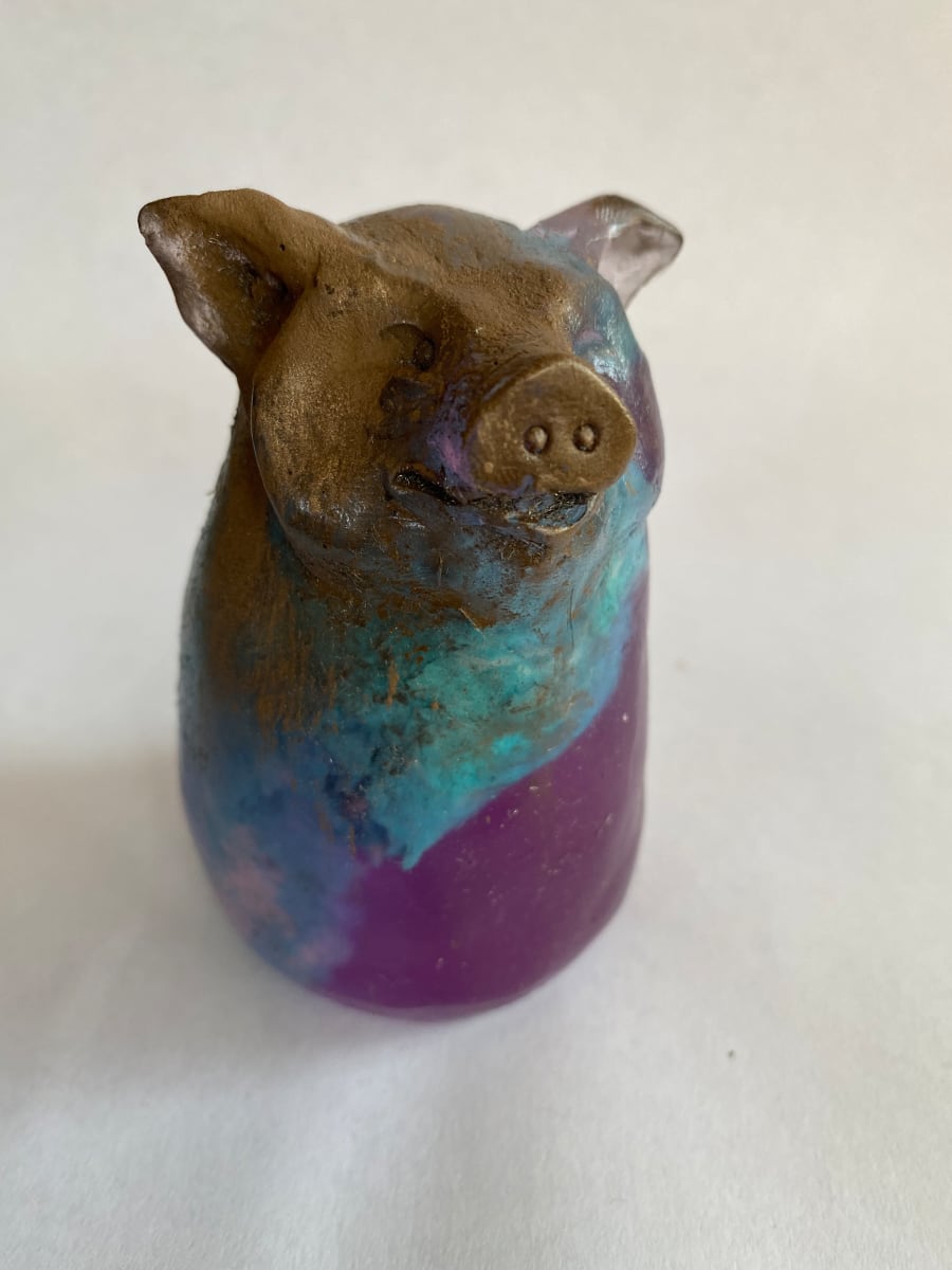 Purple Pig  Image: Modern Relics - resin/bronze/ mixed media