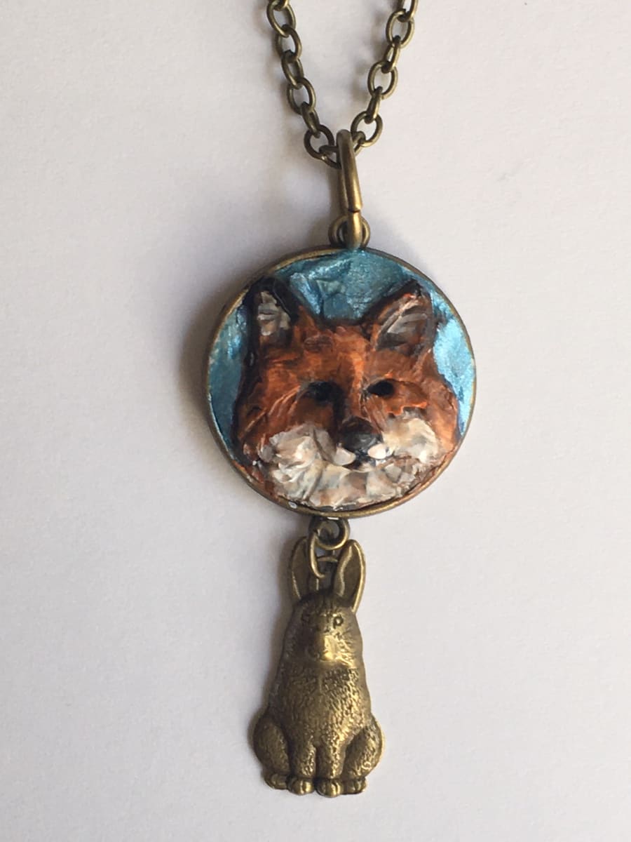 Red Fox with Hare necklace 