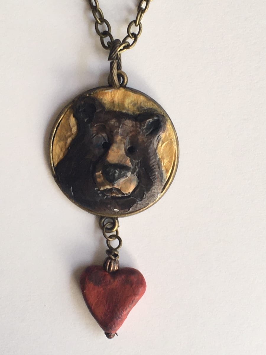 Black bear with heart necklace 