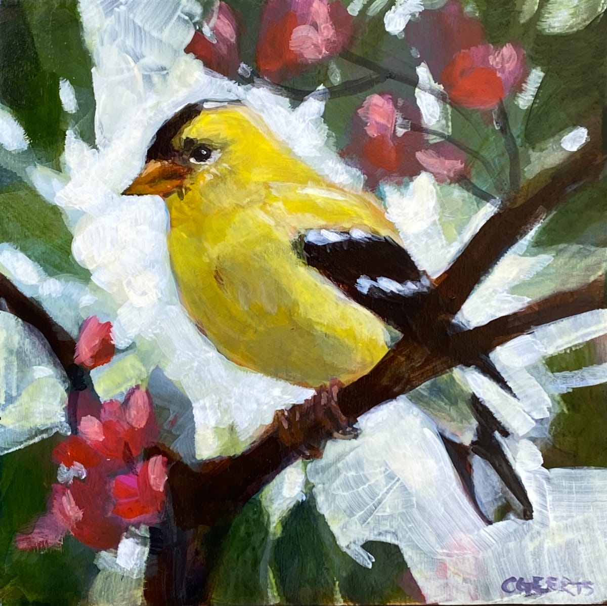 Goldfinch with Blossoms by Connie Geerts, Image 1.