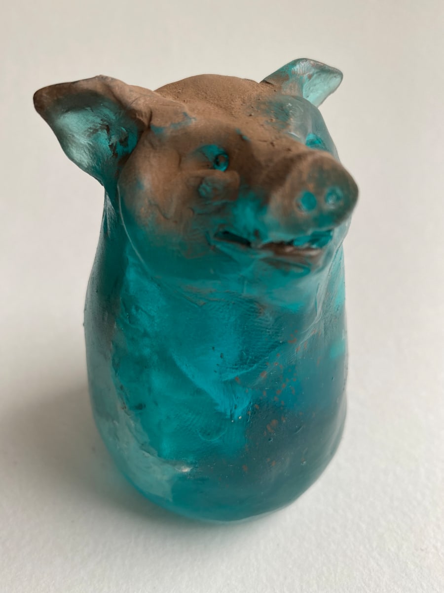 Blue Pig (bronze on right side) 