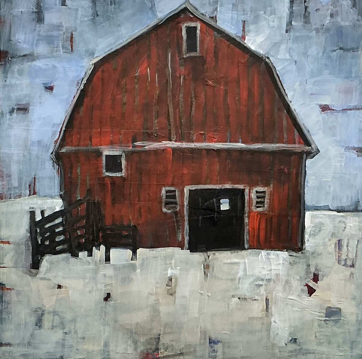 Red Barn in Winter by Connie Geerts 