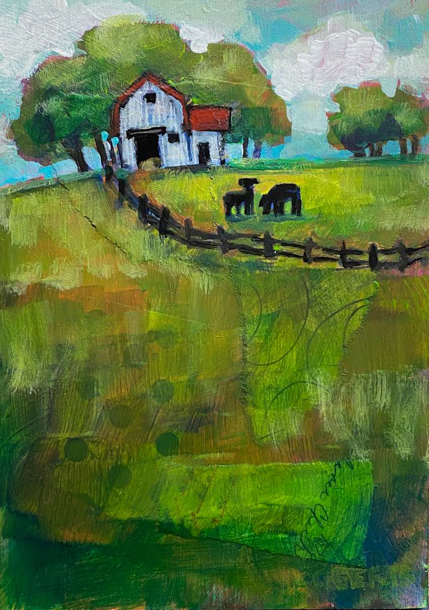 Cows in the Yard by Connie Geerts, Image 1.