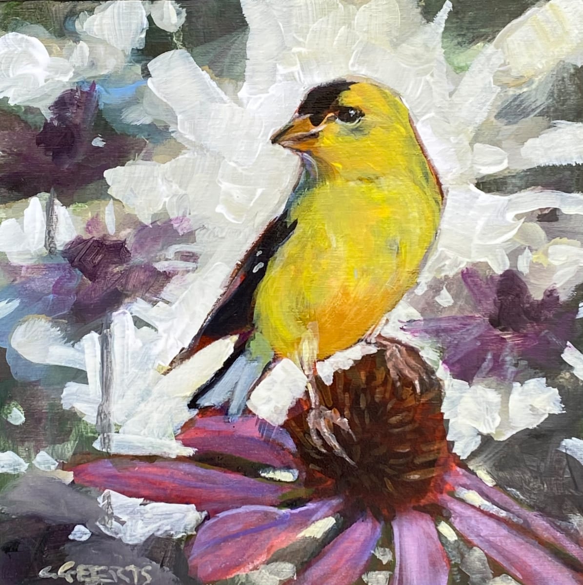 Goldfinch and Flowers 