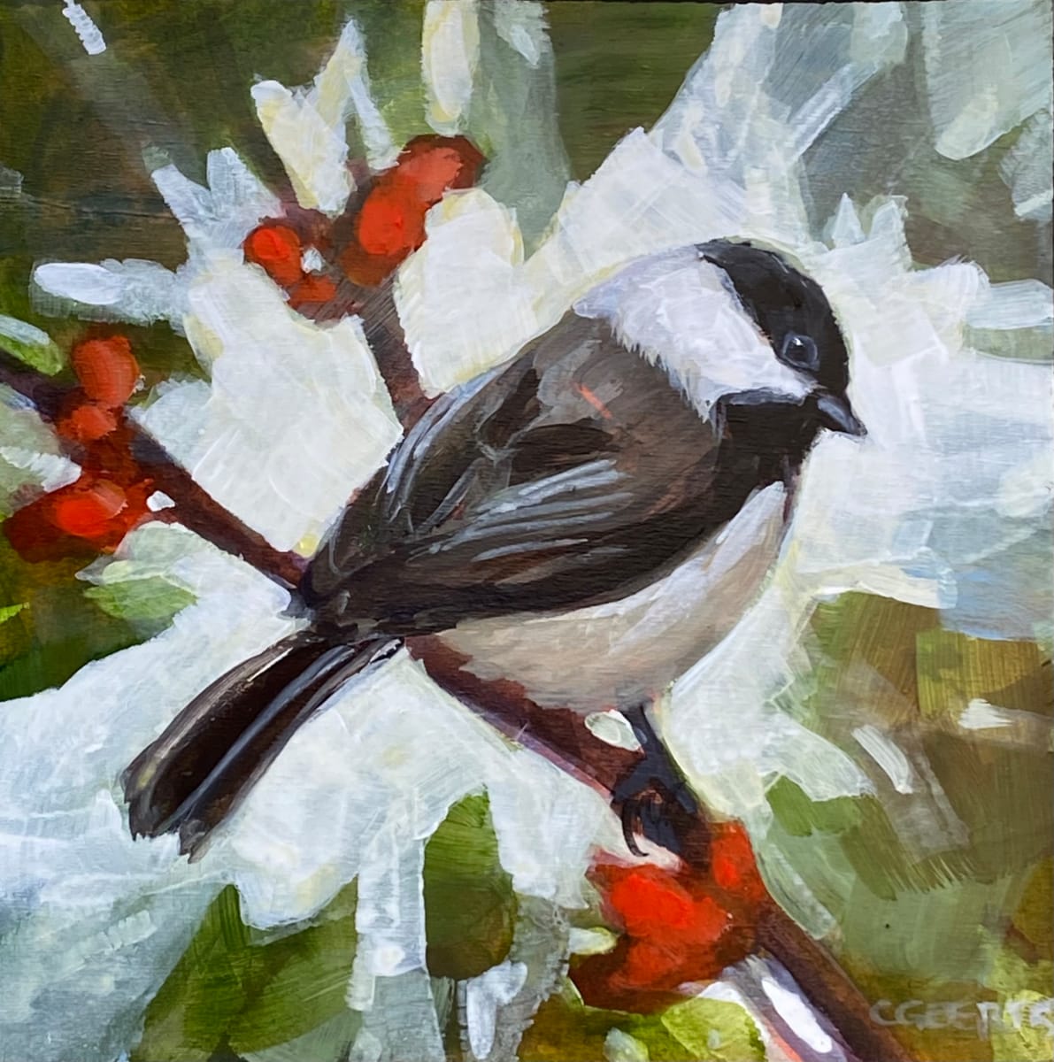 Chickadee and Berries, Image 1.