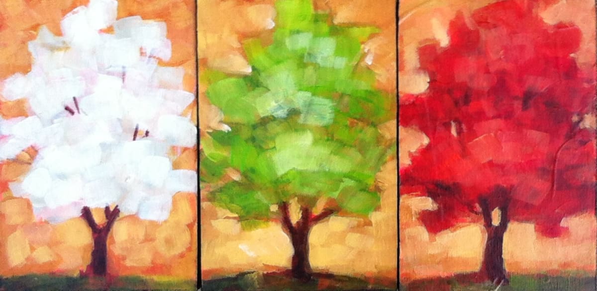 Crimson, Cream and Green (set of 3) 