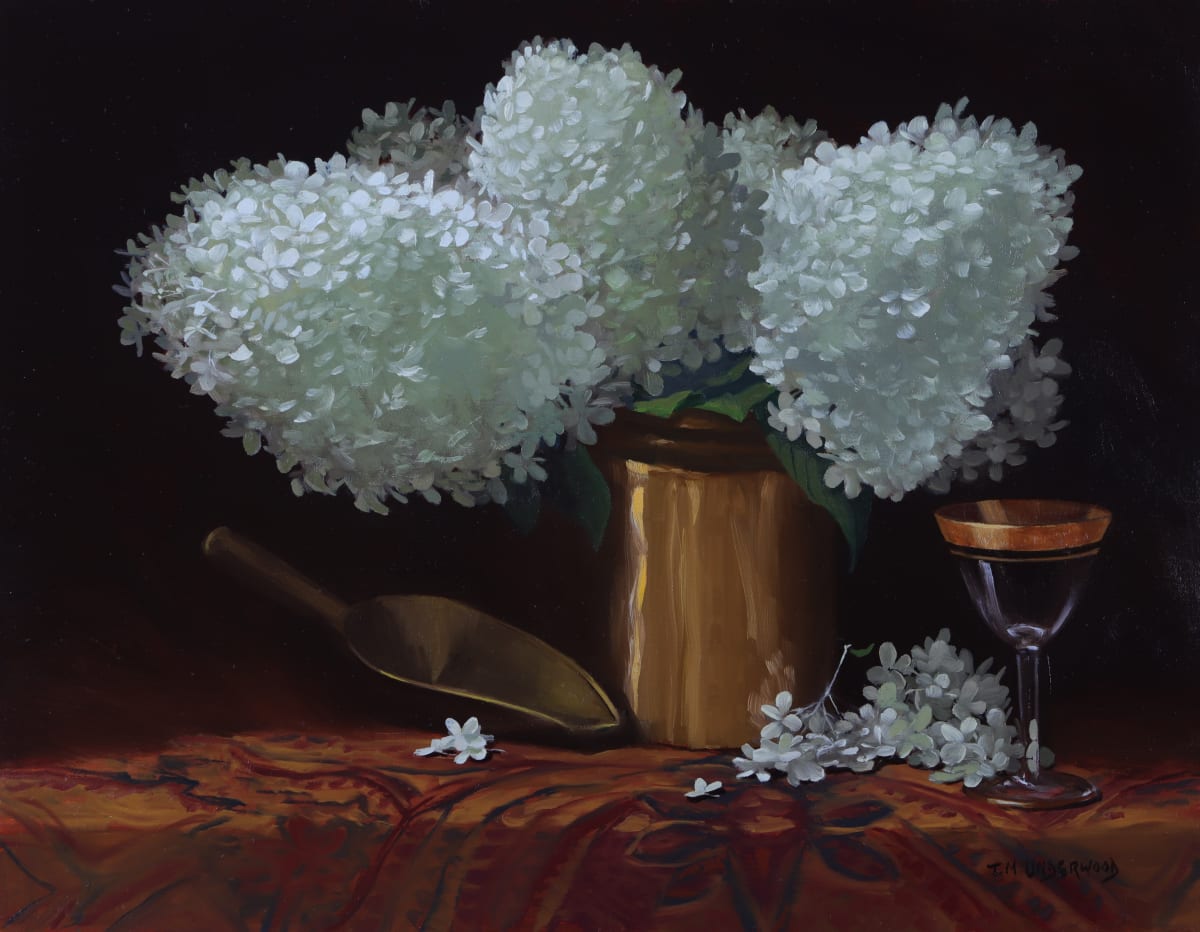 Hydrangeas and Brass by Tina Underwood 