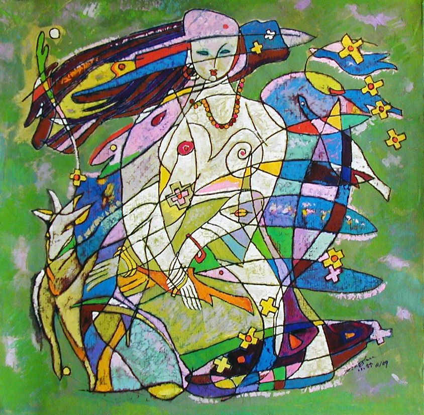 Seated Shepherd with Goat by Xiaothu Pan, Image 1.
