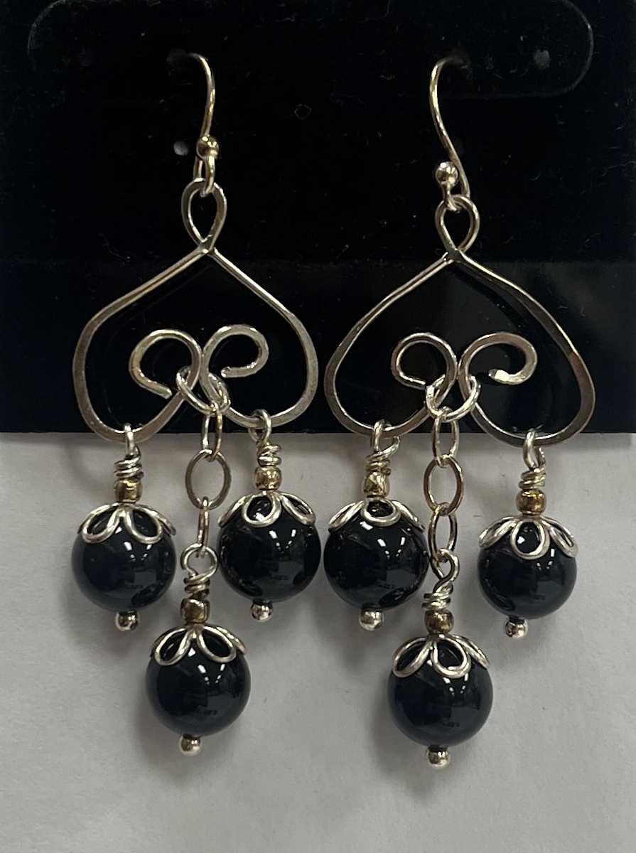 #966 Onyx with Sterling Earring by Sue Broadway, Image 7.