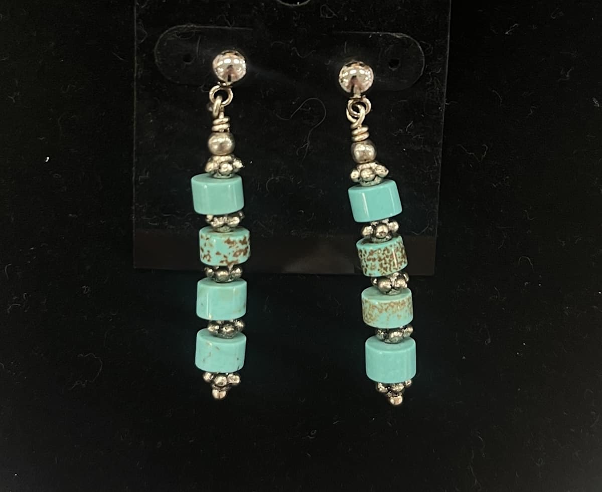 #1229 Turquoise Earrings by Sue Broadway, Image 1.