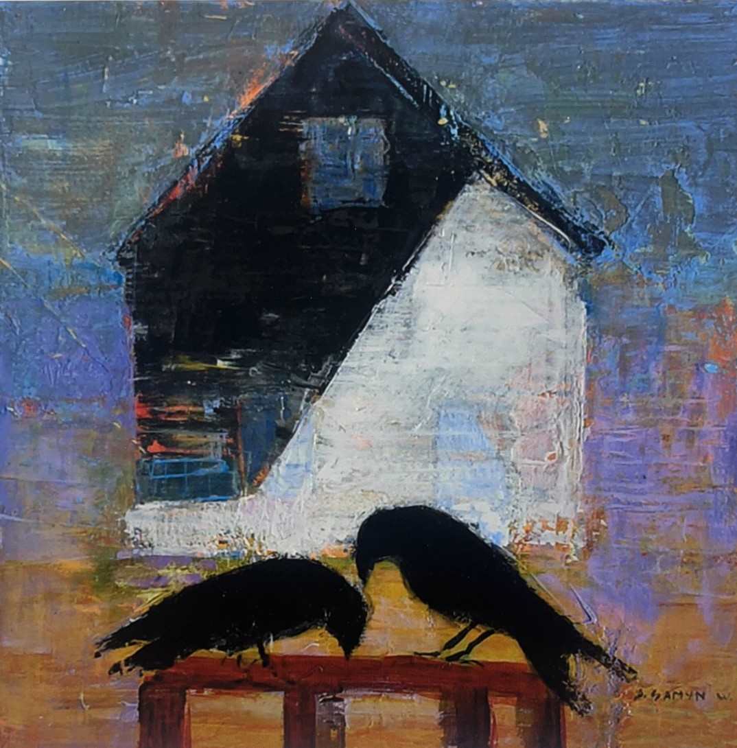 Black and White Barn with Crows by Dominique Samyn-Werbrouck, Image 1.