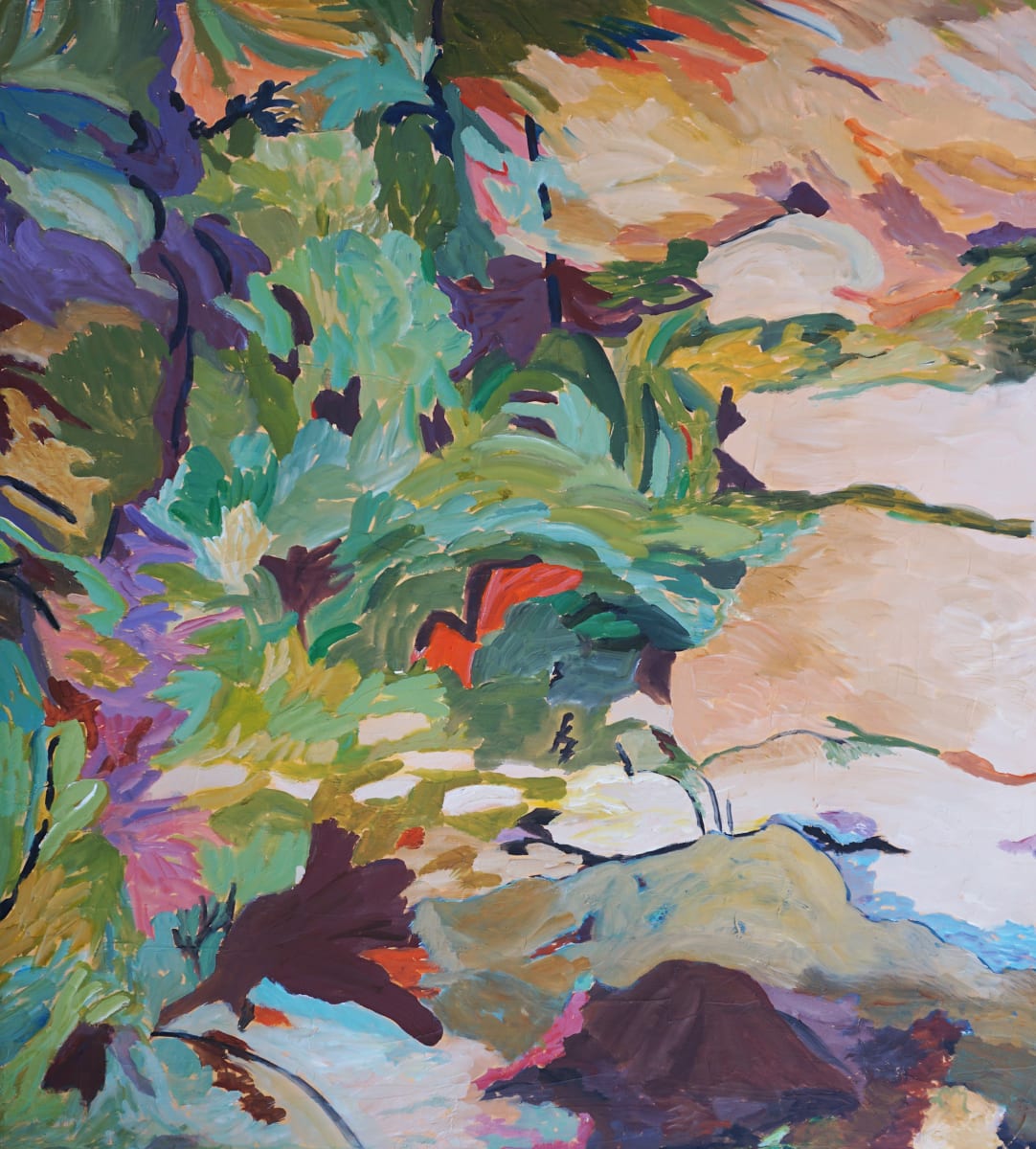 Dune Life  Image: Acrylic on canvas, in a black wood floater frame with a narrow gold front edge.