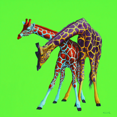 TWO GIRAFFES ON GREEN, 2001 by HELMUT KOLLER  